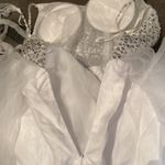 Women’s White Short Tulle Prom Party Dress Corset Back Sparkly Bodice Size 2 NWT White Photo 6