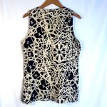Susan Bristol Bold Black Tan Abstract Geo Print Linen Blend Tank Blouse Size LRG Photo 1