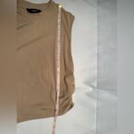 Cider  Crop Top Womens X-Large Beige Ribbed Sleeveless Gathered Sides Mock Neck Photo 4