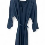 Vince . | XS | Split Neck Belted Dress Shirt Dress Silk Navy Womens Knee Length Photo 2