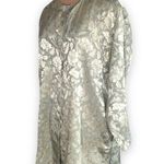 Vintage Nightgown Pastel Green Embossed Floral Detail Satin Sleep Shirt Large Size 16 Photo 2