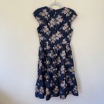 Gal Meets Glam Jenny Wallpaper Rose Brocade Floral Ruffle Knee Length Dress Navy Photo 6