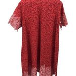 70’s Vintage Handmade Red Print Embroidered Housedress Short Sleeve Size M Photo 0