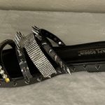 Cape Robbin XTREME SLIDES Silver Metal with spikes and rhinestones BLACK Size 6 Photo 2