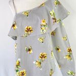 Lumière NWT Floral Striped One Shoulder Long Sleeve Shirt Grey Multi Size Small Photo 1