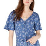 American Rag Tie Floral Crop Top | Women’s Summer Boho Blouse Photo 0