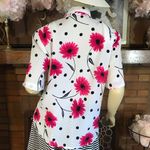 Tan Jay VINTAGE 1990'S PINK, BLACK & WHITE FLORAL PRINT BUTTON DOWN (8) Photo 5