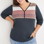 Maurice's  gray striped ribbed Henley long sleeve 2x Photo 0
