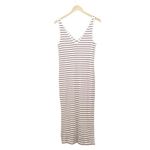 Banana Republic  Dress White & Red Stripe Rib Knit Double V Tank Size Medium Tall Photo 2