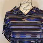 Anthropologie Rafi & Ro hooded poncho top pom pom detail Aztec southwest print S/M Photo 3