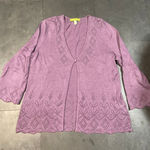 Sigrid Olsen  Lavender Knit Cardigan with Diamond‎ Pattern B-23 Photo 0