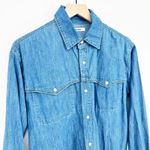 GRLFRND Mariana Button Down Western Snap Front Denim Shirt Dress Blue Women's XS Photo 4