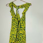 Tanya Taylor  Yellow Blue Printed Silk Chiffon V-Neckline Maxi Dress Size 2 Photo 9