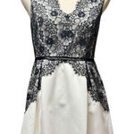 Max and Cleo V-Neck Sleeveless Satin Lace Mini Cocktail Dress Cream Black 4 Photo 0