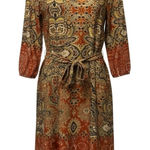 AUW Multicolored Paisley 3/4 Sleeve Dress Size 6 Photo 0