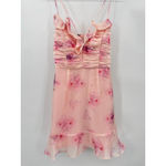 Lulus Lulu’s Pink Floral Fairy Ruffle Mini Party Dress Ruched Bodice Medium NEW Photo 6