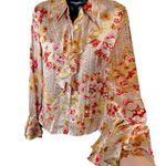 Oscar de la Renta  100% Silk Floral Ruffled Blouse Photo 3