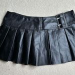 SheIn Black Faux Leather Skater Mini Skirt with Pleats Photo 3