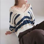 Urban Outfitters  Notched V Neck Striped Sweater Photo 1