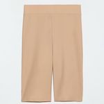 ZARA STRETCHY BIKE ELASTICATED BERMUDA CYCLING HIGH WAIST SHORTS BEIGE L NEW Photo 1
