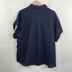 Dot Print Casual Top Batwing Sleeve Front Button Closure Cotton Blend size 2X Blue Photo 4