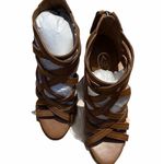 Ash  Excelsior 8 Tan Leather Strappy Sandal 4 In Block Heel Studded Zipper Pull. Photo 2