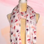 Cute white scarf with colorful heart design White Photo 3