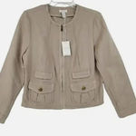 Chico's  Adrena Jacket Small NWT Beige Linen Blend Zip Up Utility Cottagecore Photo 9