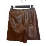 Juniorite New York 1970’s Vintage Brown High Waisted Retro Leather Shorts Size XS Photo 0