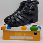 Refresh  Black Gladiator Fisherman Caged Platform Block Heel Sandals Size 8.5 Photo 8