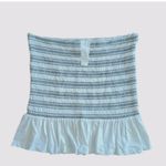 Anthropologie  Maeve Tube Top Smocked White Black Cropped Size XLarge Ruffled Hem Photo 3