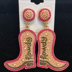 ✨Pink, Gold & Black Cowgirl “Howdy” Boot Earrings 🩷🤠 Pink Photo 0