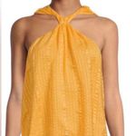 frame denim FRAME Silk Crinkle Draped Halter Neck Kumquat Yellow Top Size S/P Photo 7