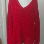 Free People Pink V- Neck Sweater S Cozy Casual Dopamine Boho Barbie Classic Photo 0