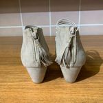 American Rag Strappy Suede Wedge Sandals Boho Fringe Tassel Ankle Zip Womens 9.5 Photo 2