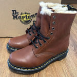 Dr. Martens 1460 Serena brown leather fur lace up boots booties shoes women’s 7 Photo 0