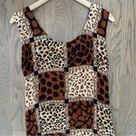 Vintage 90s Grunge Animal Print Patchwork Gauze Midi Dress Brown Multicolor M Size M Photo 2