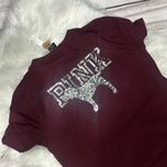 PINK - Victoria's Secret Victoria Secret PINK Burgundy Silver Sequin Bling Sparkle Logo T-shirt Photo 1