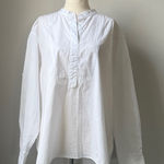 Spanx  Classic White 1/2 Button-Up Blouse Size Large Oversized Popover Shirt Photo 0