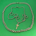 Titanium Steel Layered Cross Pendant Necklace for Men Women, Hip Hop Necklace Silver Photo 4