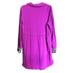 Umgee Tunic Top Womens Medium Pink Fringe Hem Linen Blend Animal Print Blouse Photo 5