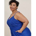 Torrid Blue Chiffon Pleated Sleeveless Wide Leg Jumpsuit Pockets Size 6X Photo 1