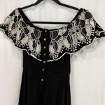 Anthropologie Cleobella Black Flutter Sleeve Dress With Floral Lace Trim Photo 1