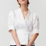 Ganni - Cotton Poplin Wrap Shirt With Short Sleeves Business Professional Top Photo 0