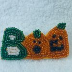 BOO Pumpkin Halloween Jewelry Pin Brooch Seed Bead on Leather Like Backing Photo 11