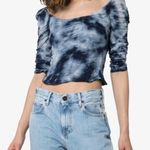 Miaou Tie Dye Blue & White Madeline Crop Top Boned Bodice Corset Bustier sz L Size L Photo 3