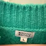 Beginning Boutique Kelly Green Cable Knit Ctopped Sweater  Photo 2