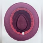 Burgundy Wool Felt Fedora Hat Wide Brim Classic Grosgrain Ribbon Purple Photo 4