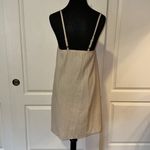 TAN TEXTURED BUTTON FRONT CAMI DRESS Black Photo 1