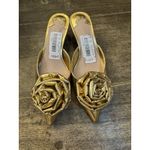 Antonio Melani x Jennifer Sumko Gold Jensy Flower Mules Kitten Heel Rose 3D Photo 1